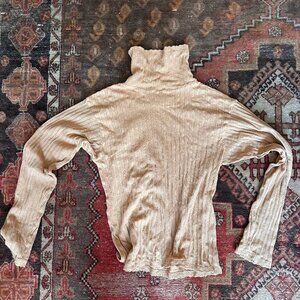 Rudy Jude Pointelle Turtleneck in bark NWOT